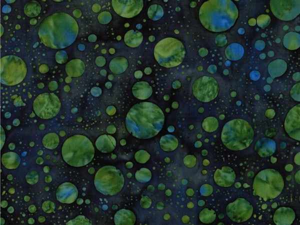 Batikstoff Punkte Outer Space Blau/Grün