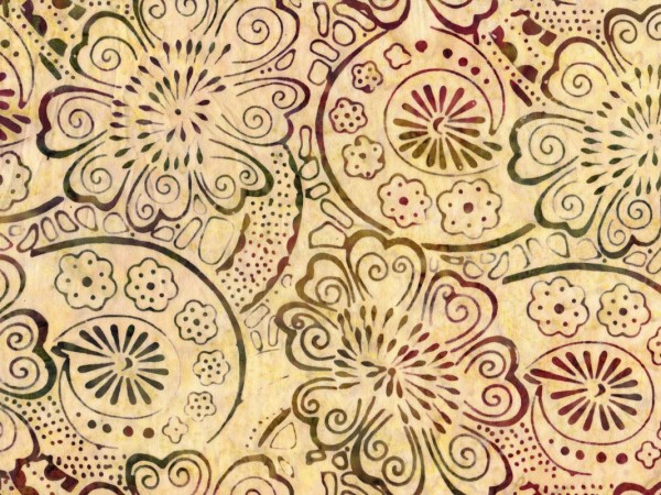 Batikstoff Paisley-Blüten beige