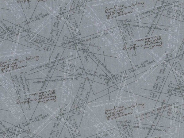 Baumwollstoff Schrift Linien Stahlgrau - Modern Backgrounds More Paper