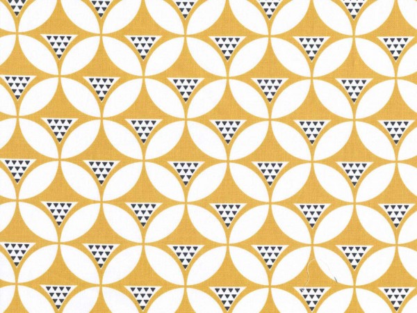 Baumwollstoff Geometrische Kreise Gelb/Weiß - Color Theory