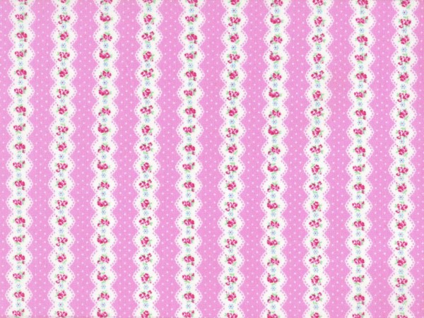 Baumwollstoff Blumen Streifen Pink - Guest Room