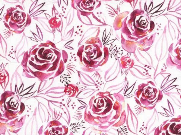 Baumwollstoff Rosen Pink - Moody Bloom