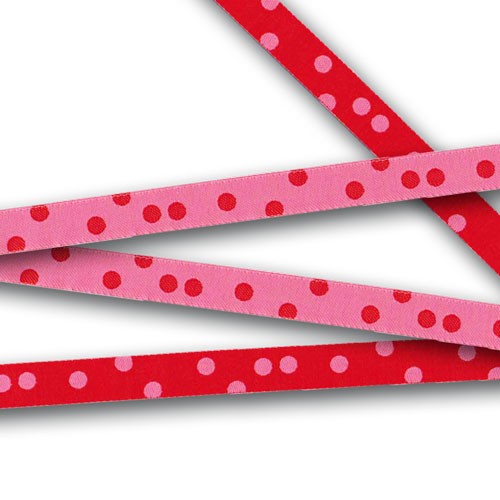 Webband Punkteband Rosa-Rot - 10 mm breit