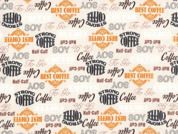 Baumwollstoff Kaffeeschrift creme - Coffee Shop