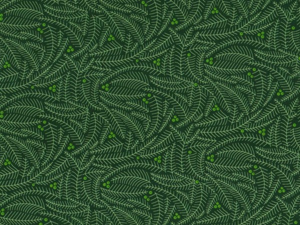 Weihnachtsstoff Grün mit Zweigen und Beeren - Northern Light von Moda Fabrics